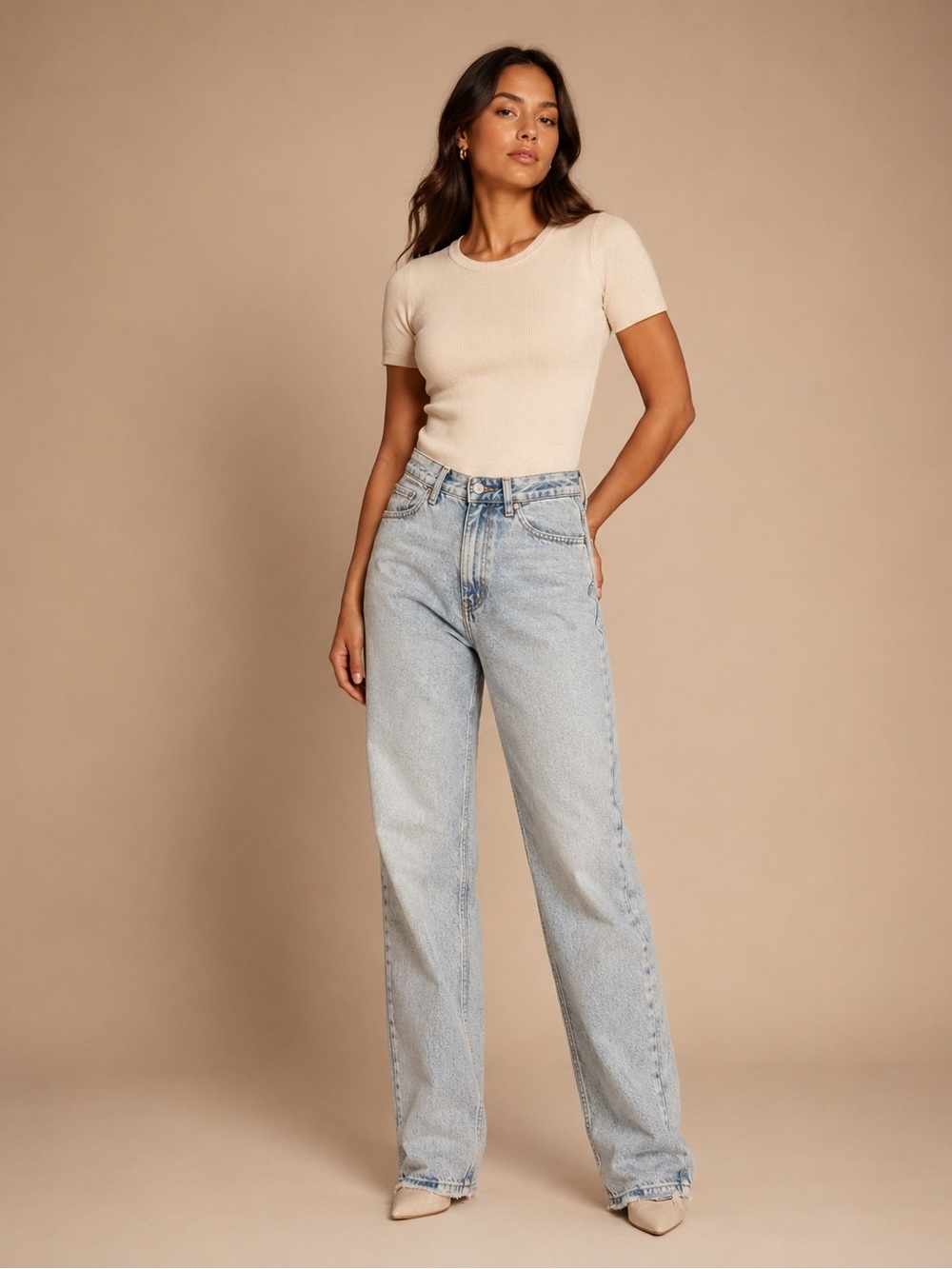 Zara Light Wash Straight Leg Jeans Vintage Mom Fit Size 4